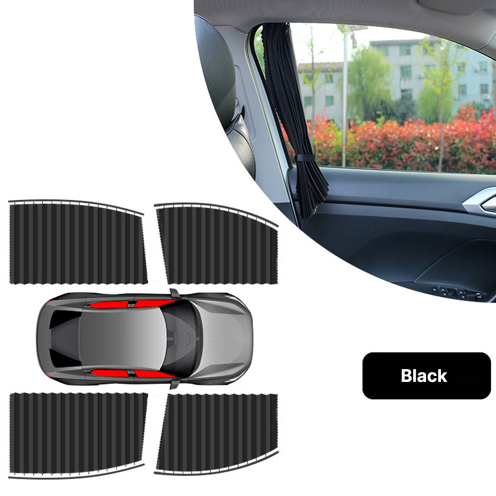 Child sleeping peacefully in a car with magnetic blackout privacy screen curtains, ensured UV protection.