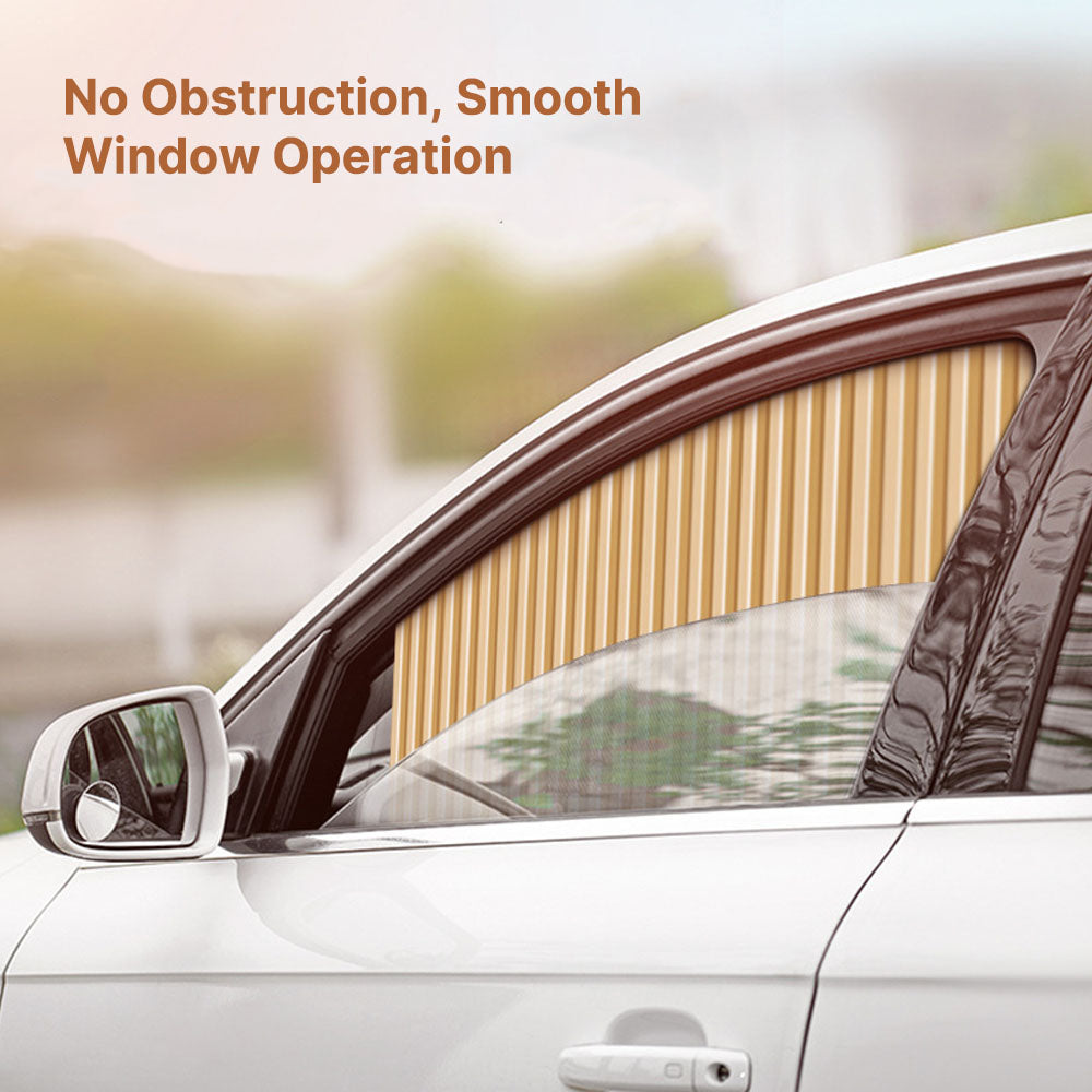 Blackout car window sunshade curtains demonstrated on a car, perfect for camping and travel as a privacy screen.