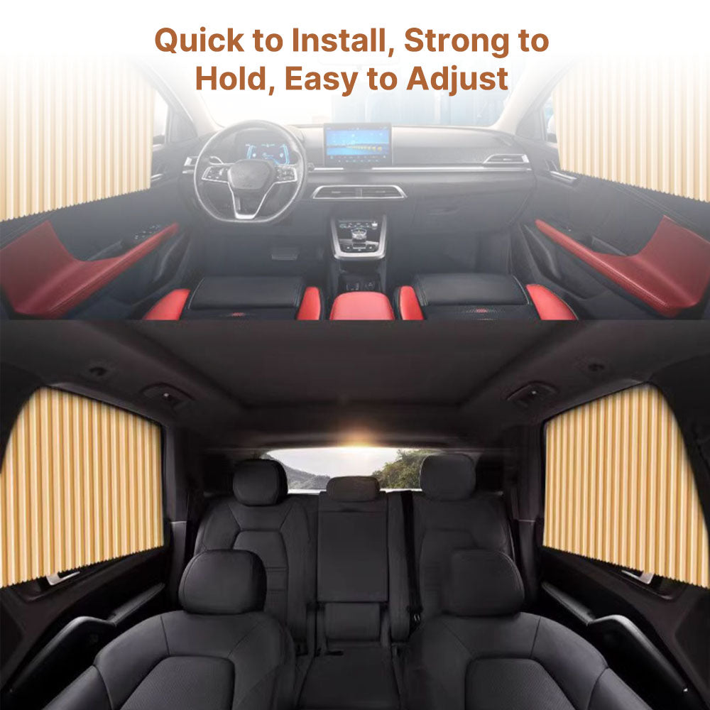 Adjustable magnetic car sunshade curtains designed as vehicle accessory for all car types, hiking & biking gear.