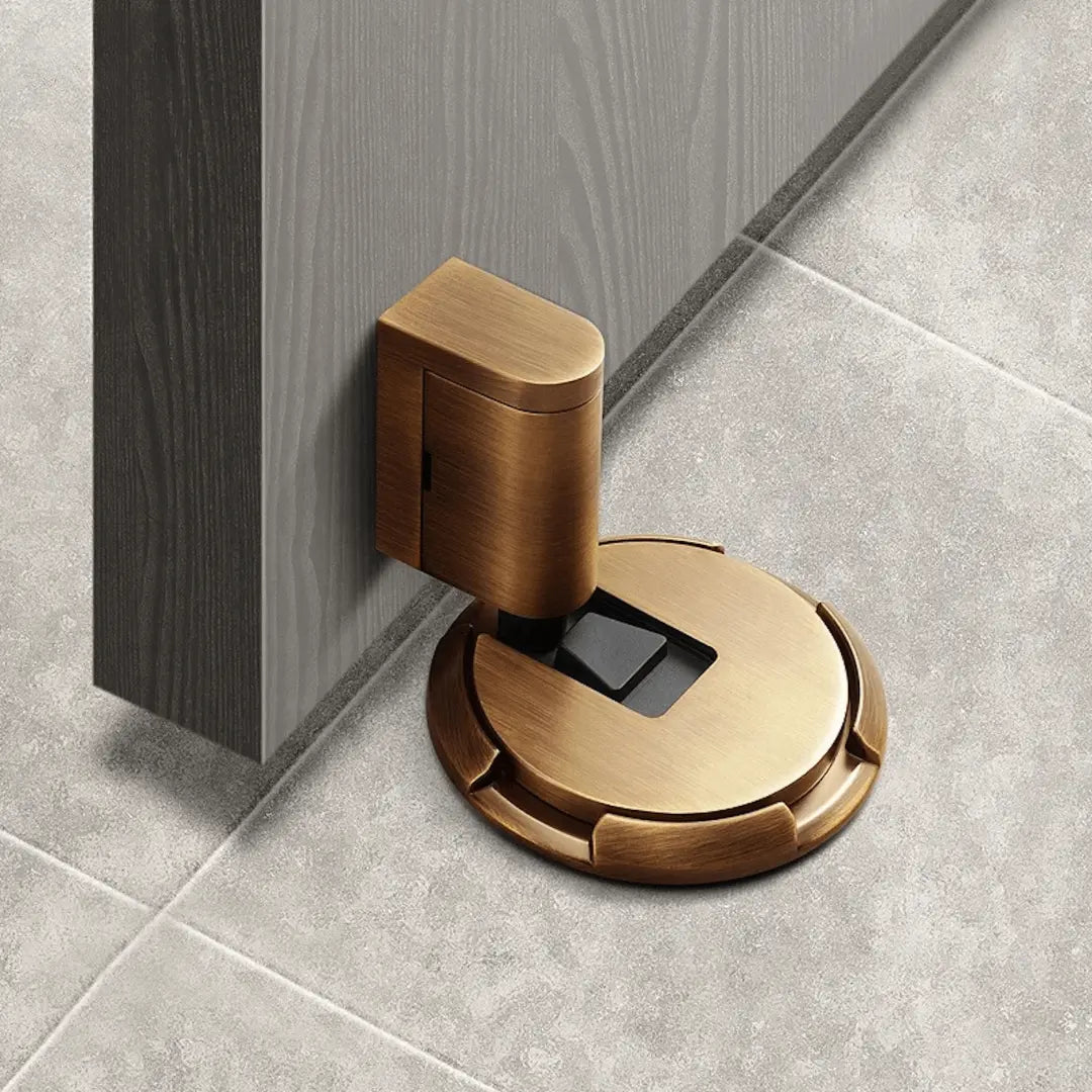 Magnetic door stopper, drill-free installation for interior & exterior doors. Secure door holder, quiet operation.