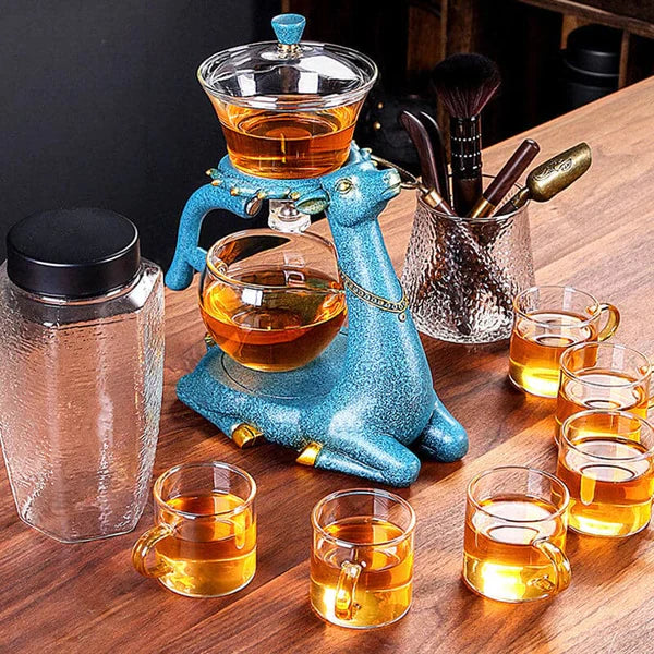 Innovative magnetic glass tea set, a beautiful addition to any modern kitchen or tea collection. Perfect gift.