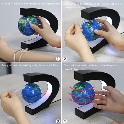 Floating magnetic globe with LED lights, an educational toy or unique gift for kids & adults science display.