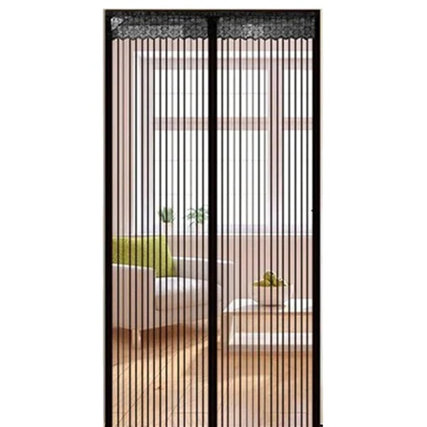 Magnetic mesh insect screen door keeps bugs out, lets fresh air in. Easy installation for doorways.