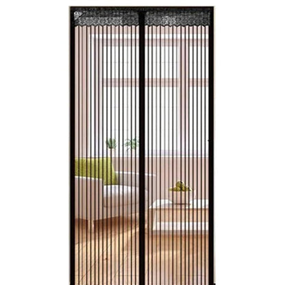 Magnetic mesh insect screen door keeps bugs out, lets fresh air in. Easy installation for doorways.