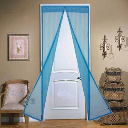 Home improvement solution: easily installed magnetic screen door for bug-free fresh air in any doorway.