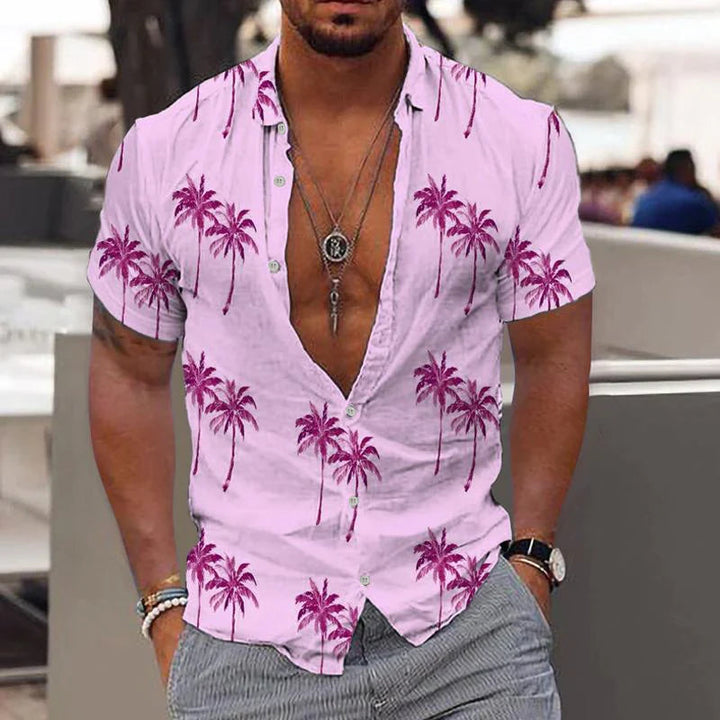 Matteo men's casual short sleeve linen shirt, offering cool comfort and laid-back style for summer days.