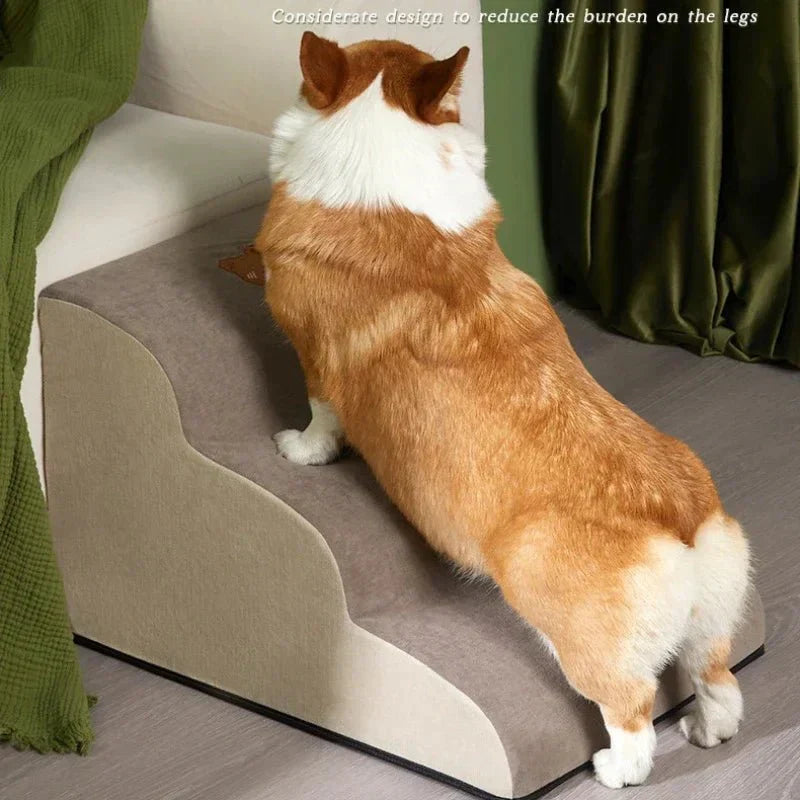 Dog ramp alternative: memory foam pet stairs offering gentle incline for pets with mobility issues.