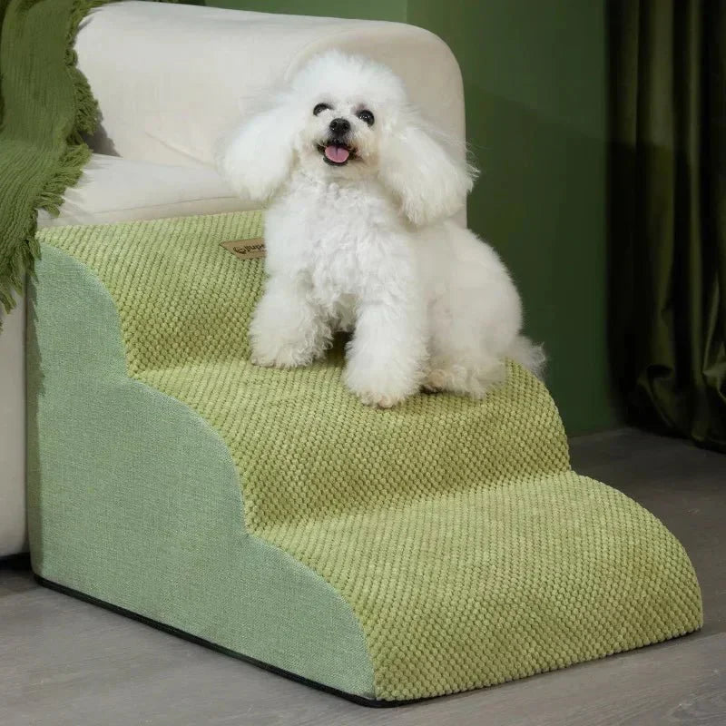 High-density memory foam pet stairs, offering firm support and anti-slip stability for pets.