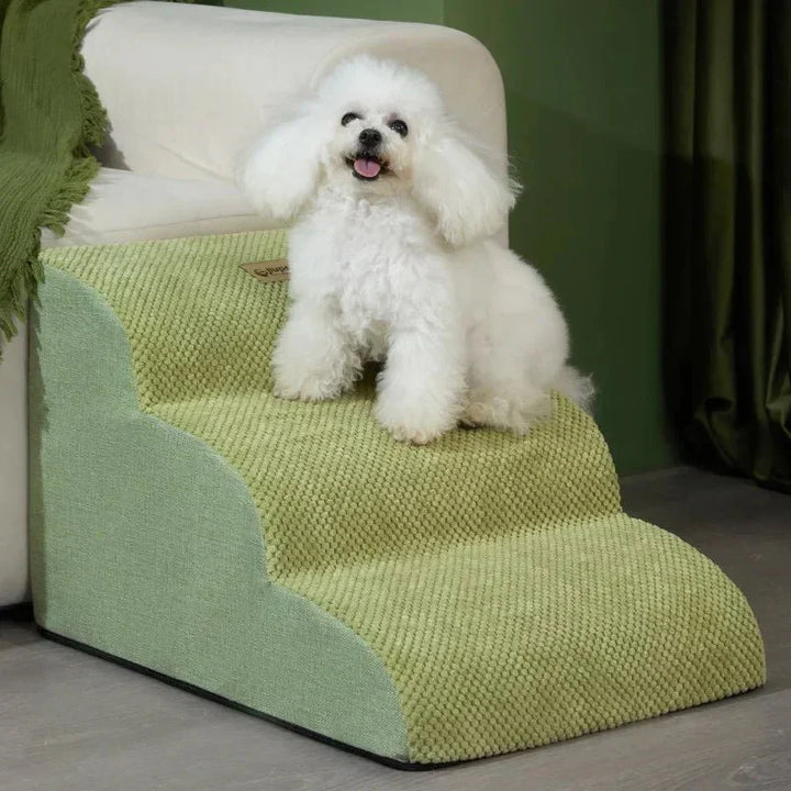 High-density memory foam pet stairs, offering firm support and anti-slip stability for pets.