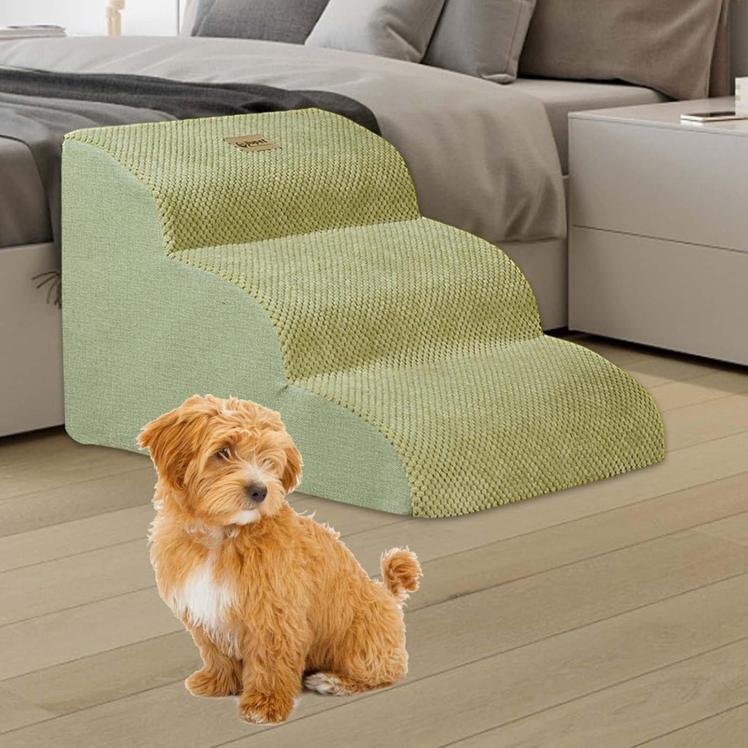 Soft memory foam cat steps, ideal pet furniture for small dogs & cats needing a boost.