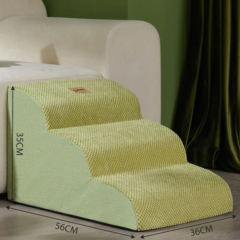 Senior pet-friendly dog stairs with plush memory foam for joint support and pain relief.