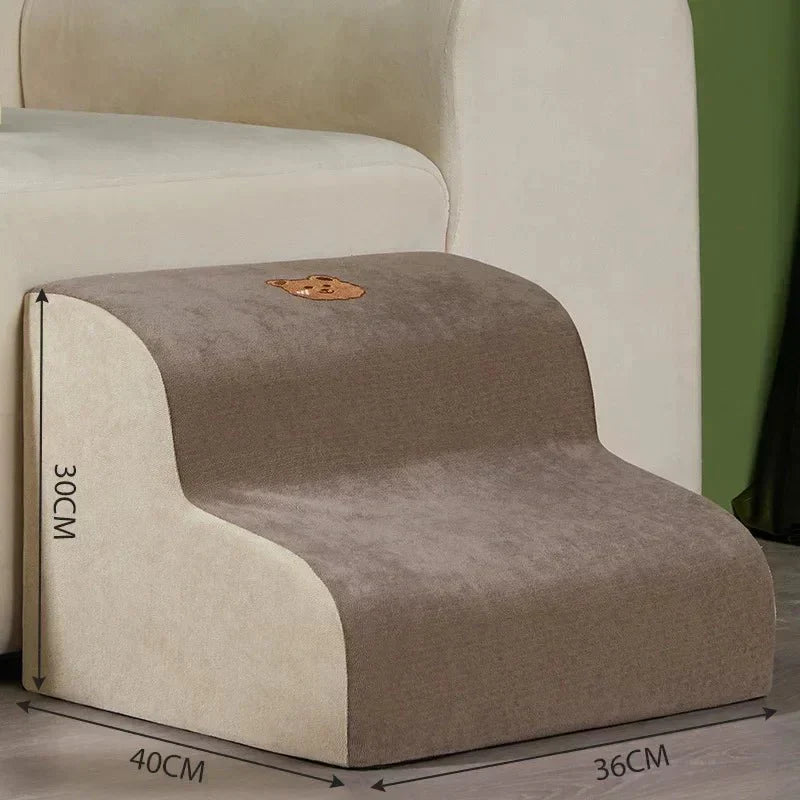 Stylish pet furniture: memory foam pet steps for small dogs & cats, anti-slip base included.
