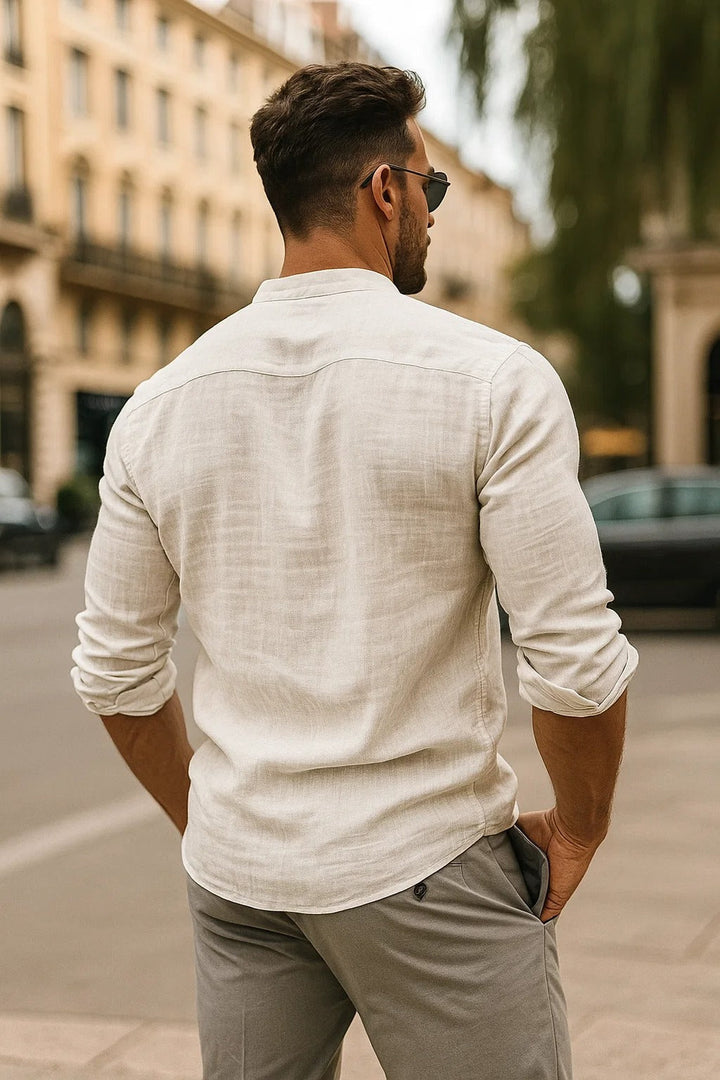 Lightweight men's 3/4 sleeve casual shirt, ideal for spring fashion and summer style.