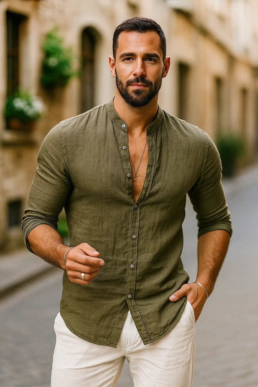 Men's casual 3/4 sleeve shirt, relaxed fit, offering effortless everyday style and comfort.