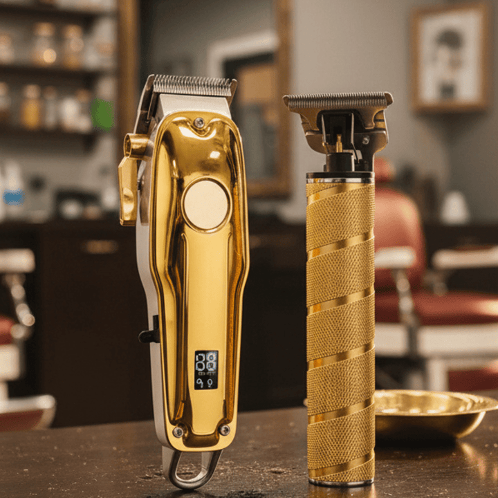 Men's 3-in-1 electric hair trimmer & shaver, highlighting its sleek design and versatile grooming features.