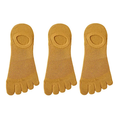 Men's comfort-fit no-show toe socks, a breathable 3-pair pack for daily use & improved foot health.