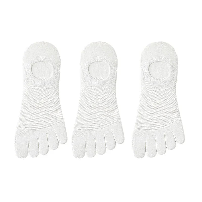 Breathable fabric detail of men's no-show toe socks, designed for moisture-wicking and all-day freshness.