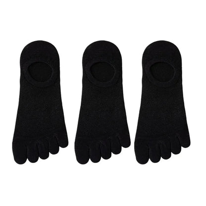 Men's athletic no-show toe socks in a multi-pack, offering superior comfort & toe separation for active men.