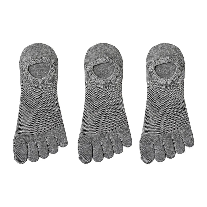 Ergonomic men's no-show toe socks for enhanced circulation & natural toe splay, available in a 3-pack.