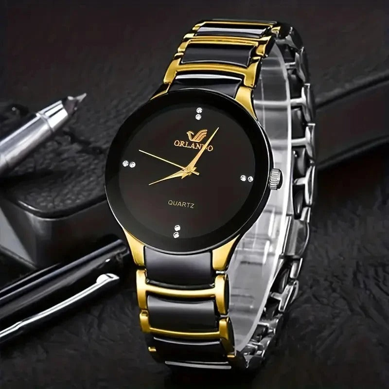 Practical men's 5-piece essential accessory gift set for everyday use. Watch, wallet, sunglasses included.