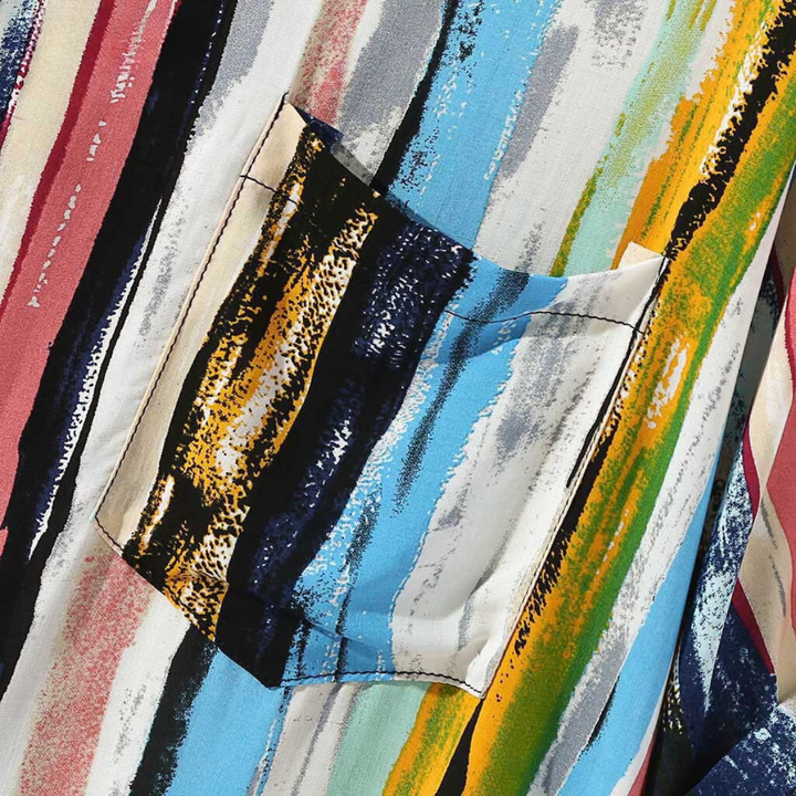 Relaxed fit men's summer shirt, featuring a unique abstract artisan print. Quick-dry & vibrant.