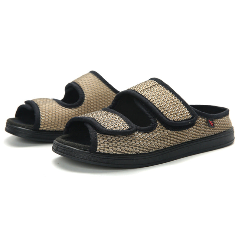 Casual men's extra wide fit slip-on walking shoes with adjustable Velcro straps, breathable design, ultimate comfort.