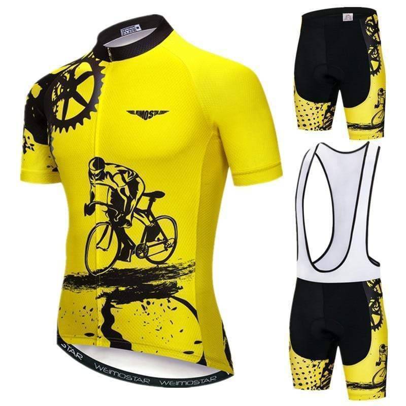 Men's Aero Pro Cycling Jersey and Shorts Set, front view, moisture wicking athletic apparel