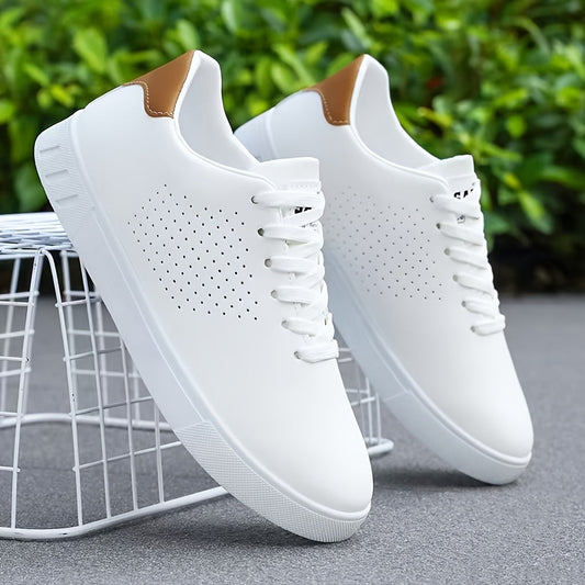 Men's Aeron sleek low-top sneakers in white, perfect for everyday casual style & comfort.