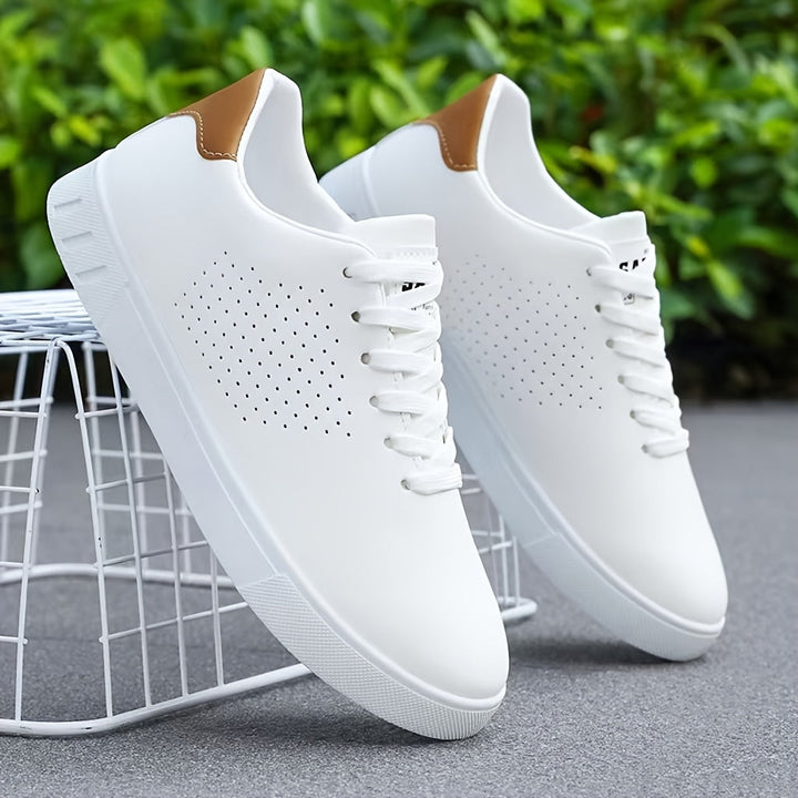 Men's Aeron sleek low-top sneakers in white, perfect for everyday casual style & comfort.