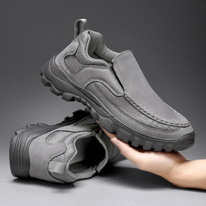 AirEase comfortable men's leather slip-on walking shoes. Perfect for casual, everyday wear, light & breathable.