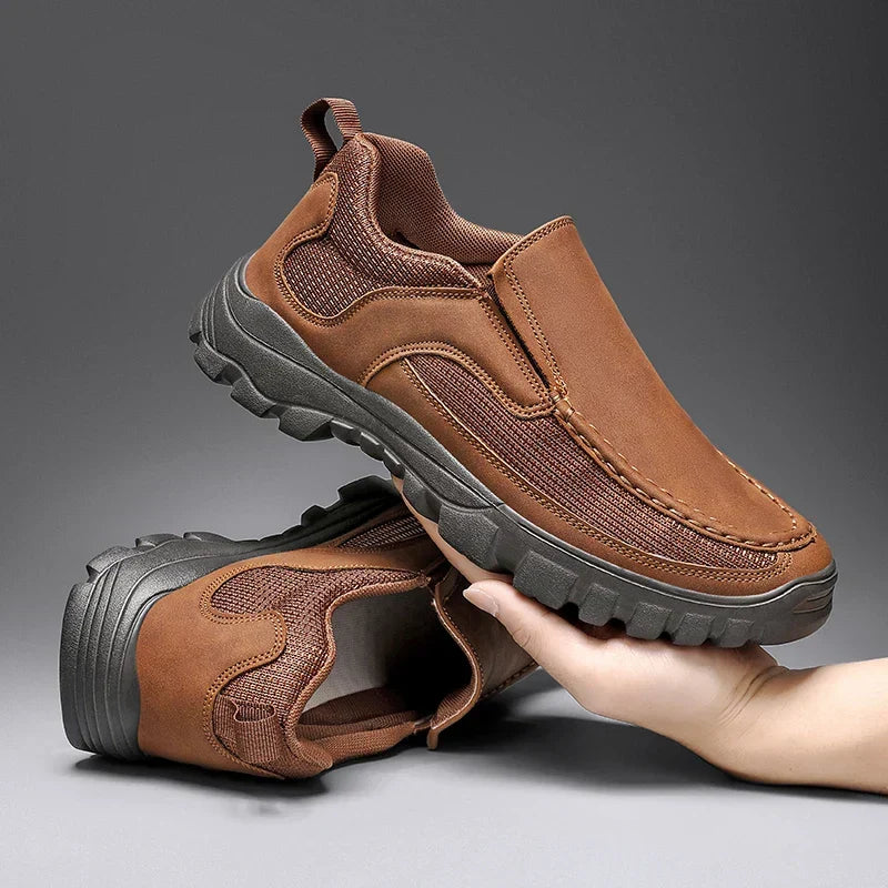 Stylish men's AirEase slip-on leather shoes. Breathable, lightweight design for ultimate comfort and easy wear.