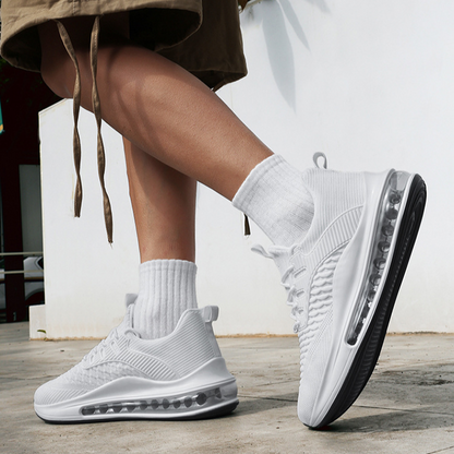 Men's Airvault Max gray running sneakers, performance athletic footwear with cushioned support.