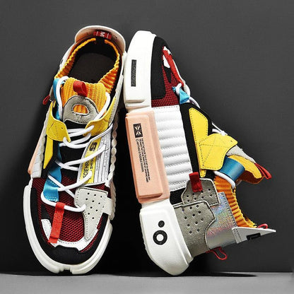 Men's AirWave Skater Streetwear Sneakers, black/white, offering urban style & comfort for active men.