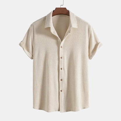Detailed close-up of the soft waffle texture fabric on the men's Algarve loungewear set.