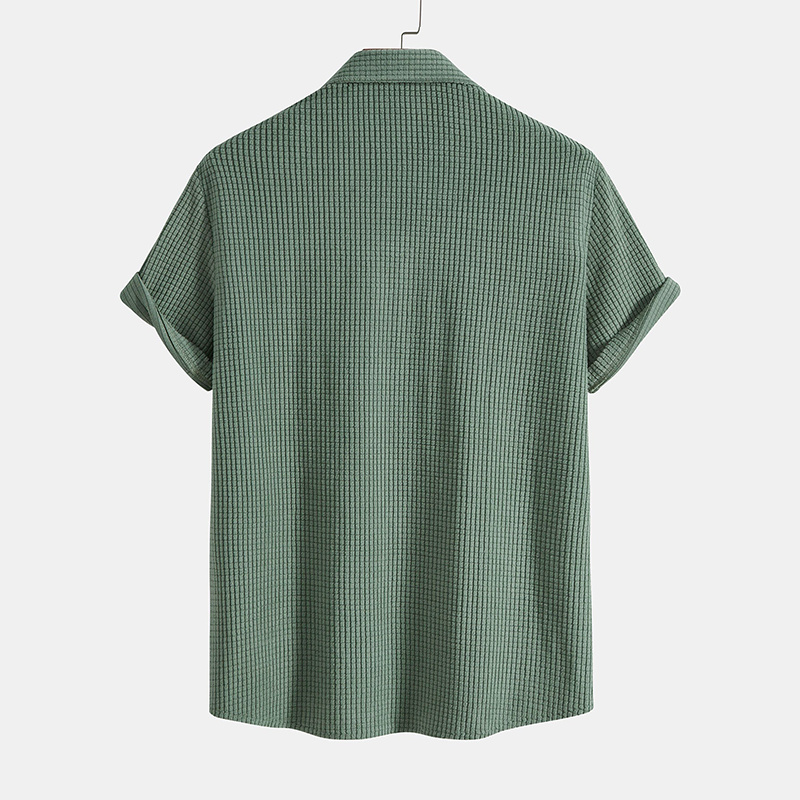 Stylish grey men's waffle loungewear set, the Algarve two-piece for ultimate relaxation.