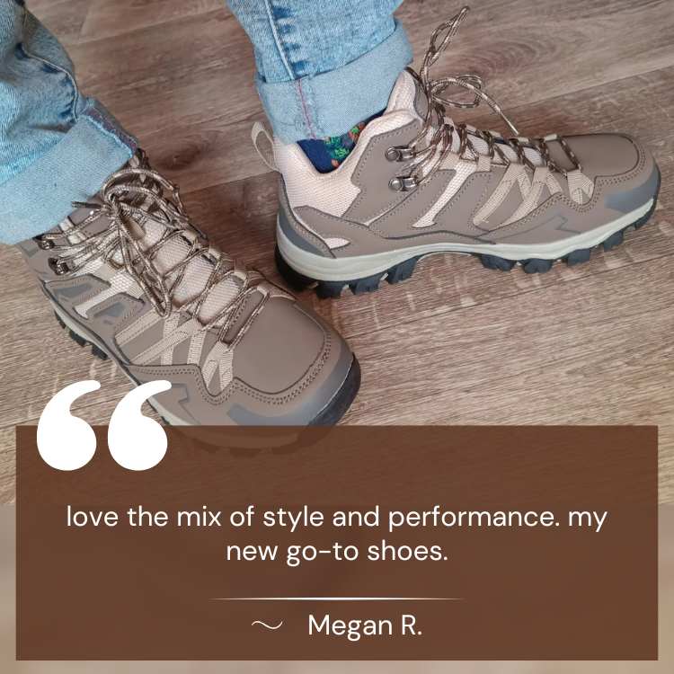 Pair of brown men's all-terrain hiking boots, side view, ready for any outdoor challenge