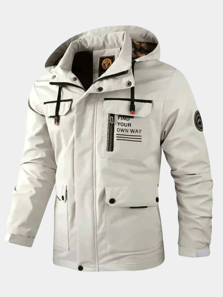 Men's all-weather rain jacket, windproof & waterproof for superior outdoor protection.
