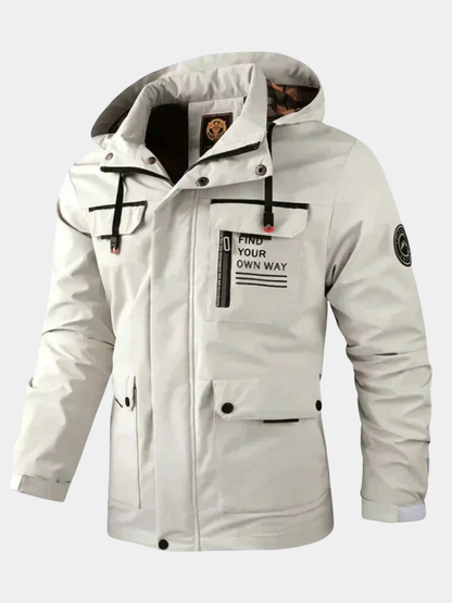 Men's all-weather rain jacket, windproof & waterproof for superior outdoor protection.