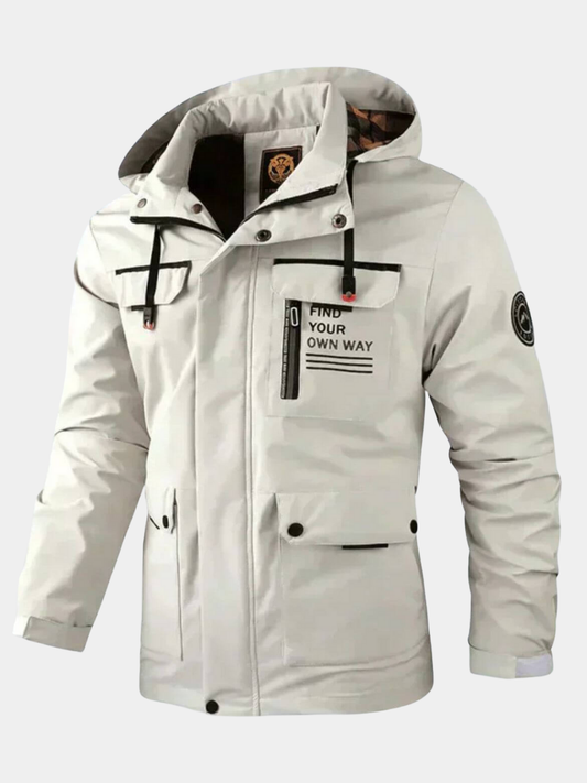 Men's all-weather rain jacket, windproof & waterproof for superior outdoor protection.