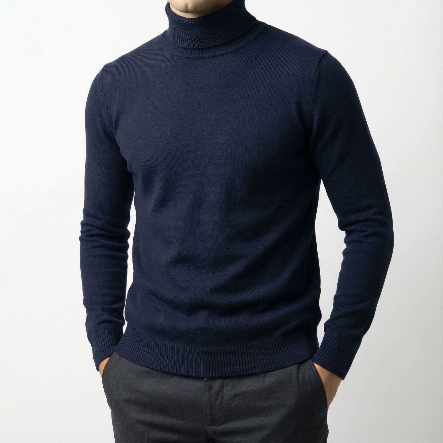 Men's fashion staple: Alpine turtleneck sweater. Ideal for smart casual, layering, and ultimate winter comfort.