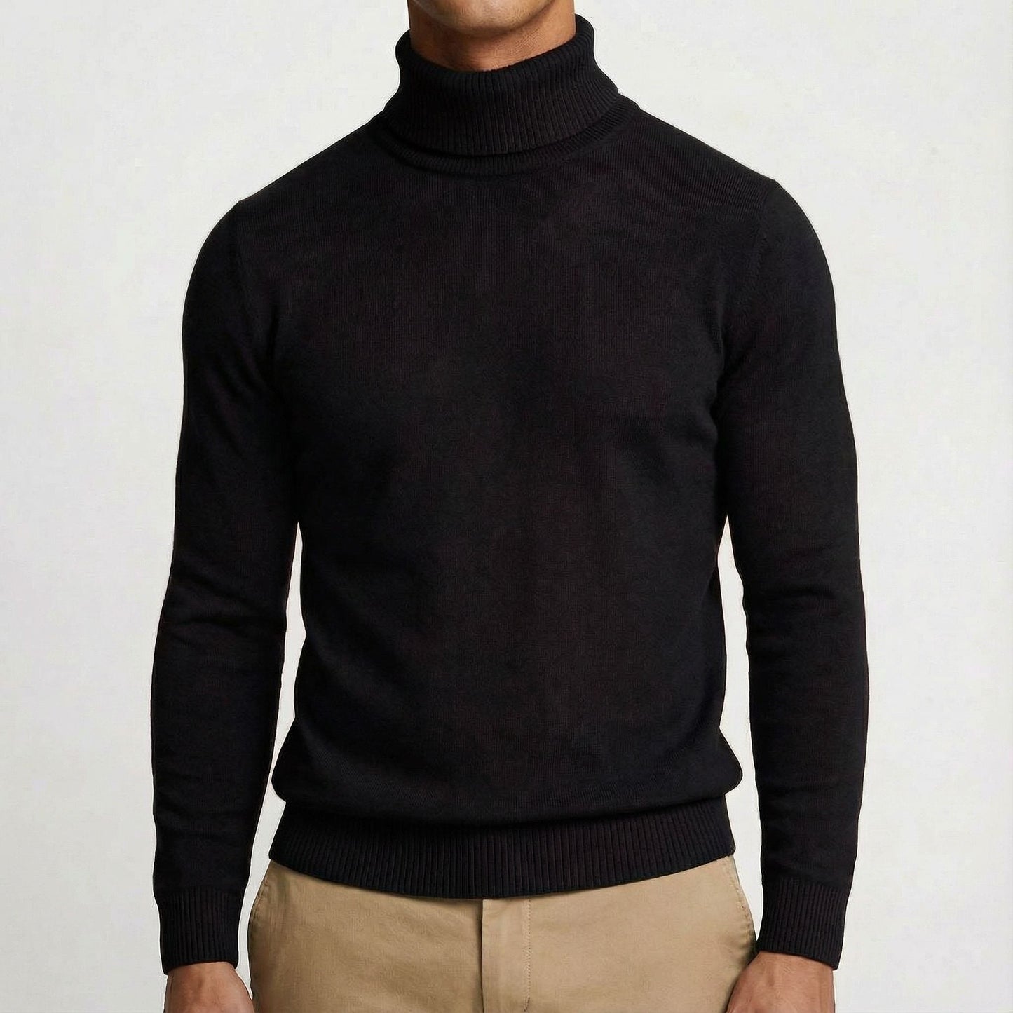 Stylish men's turtleneck sweater, a warm alpine top for winter fashion & elegant smart casual outfits.