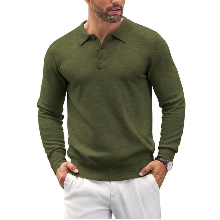 Men's Altaro long sleeve polo sweater in a sophisticated smart casual style, perfect for autumn and winter.