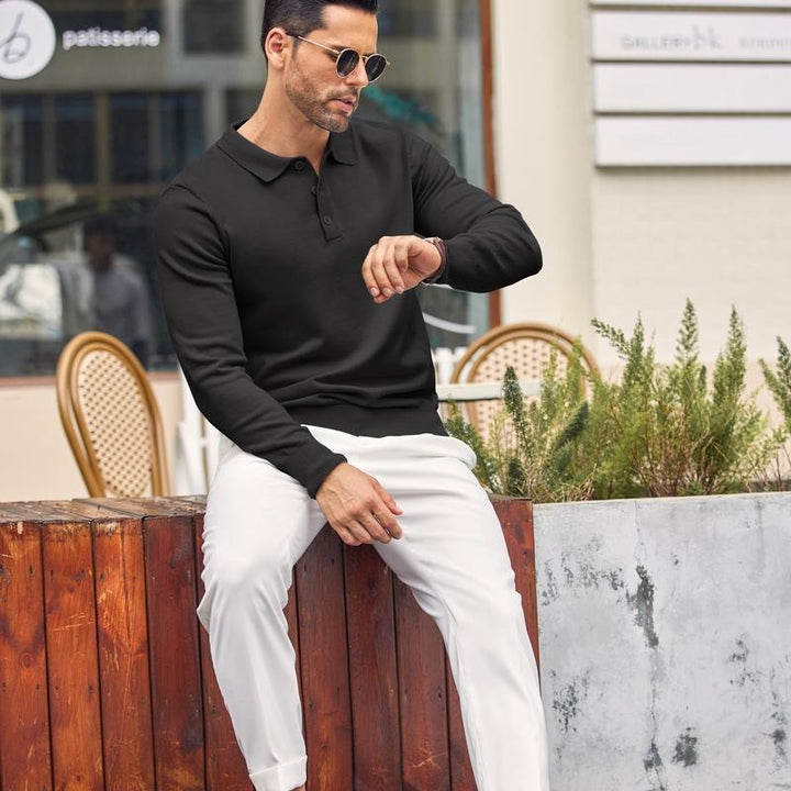 Sophisticated Men's Altaro polo sweater, featuring a comfortable fit and long sleeves for smart casual versatility.