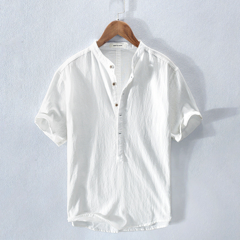 Men's Amalfi relaxed fit Henley shirt, short sleeve, perfect for summer casual wear & beach outings.