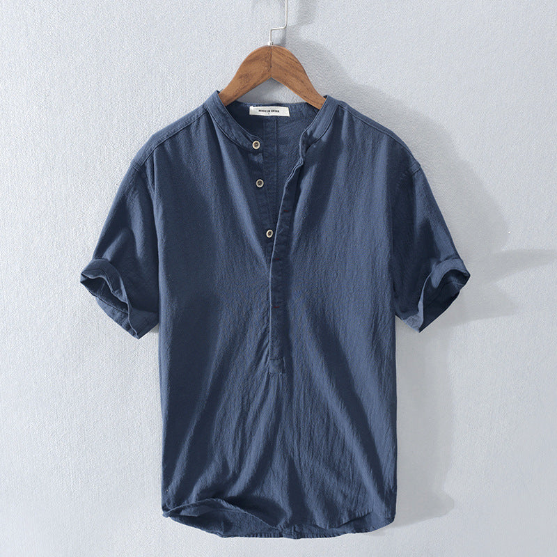 Men's fashion: Lightweight Amalfi Henley shirt for summer. Relaxed fit, short sleeve, casual style.