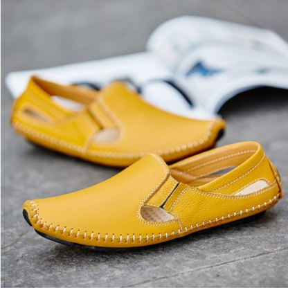 Hand-stitched men's comfort sandals, Amalfi style, essential for warm weather.