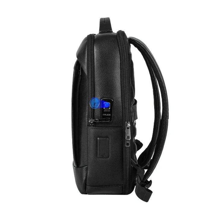 Large-capacity men's work backpack, anti-theft, fingerprint lock for secure laptop & business essentials.