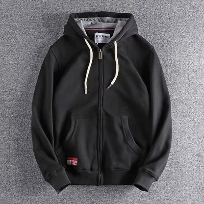 Durable men's Apex full-zip hoodie, a high-quality hooded sweatshirt for everyday comfort & warmth.