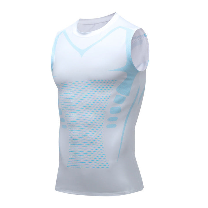 Men's graphic print close-fit athletic tank top by Armando. Sleeveless gym wear offering unrestricted movement & comfort.