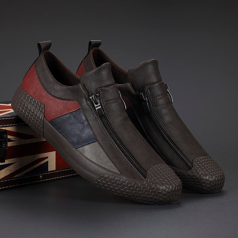 Men's comfort shoes, artistic color block design, perfect for casual outings.